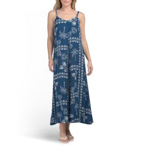 Label of Love Blue V-neck Brasilia Swim Cover-up Maxi Dress